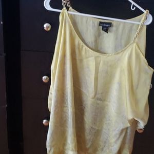 Yellow and silver dressy blouse
